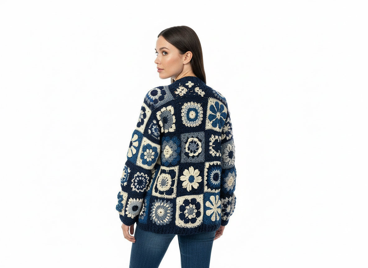El Yapımı Örgü Patchwork Hırka