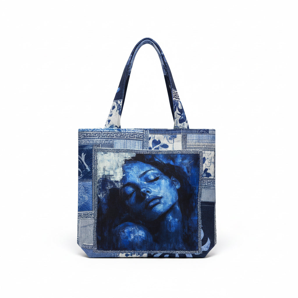 Blue Muse – Çift Taraflı El Yapımı Denim Tasarım Tote Çanta