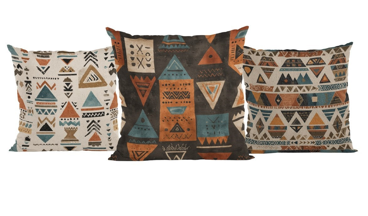 Etnik Tribal Desenli Yastık Kılıfı Seti – 3’lü Paket
