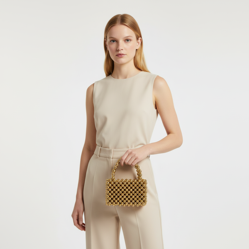 Gold Boncuklu El Yapımı Çanta