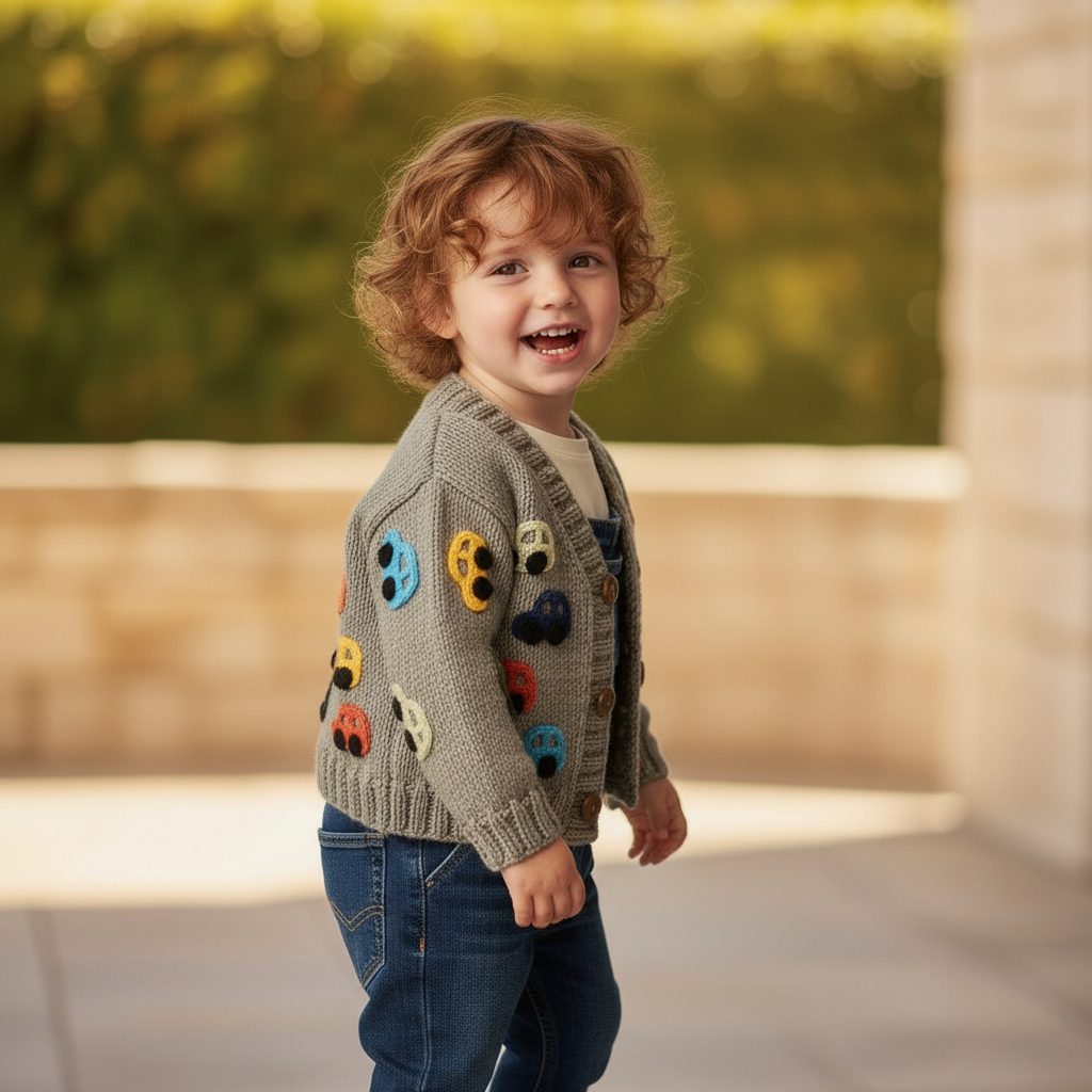 El Örgüsü Araba Desenli Hırka