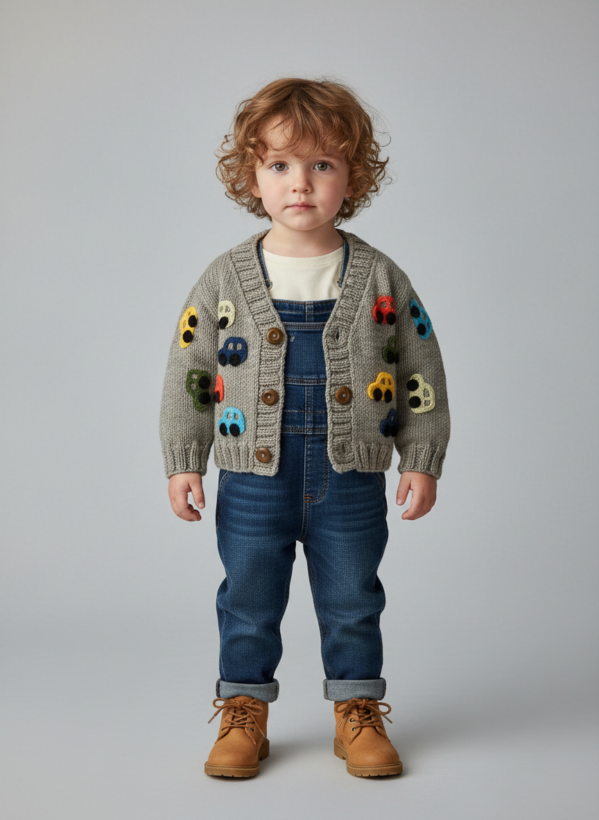 El Örgüsü Araba Desenli Hırka