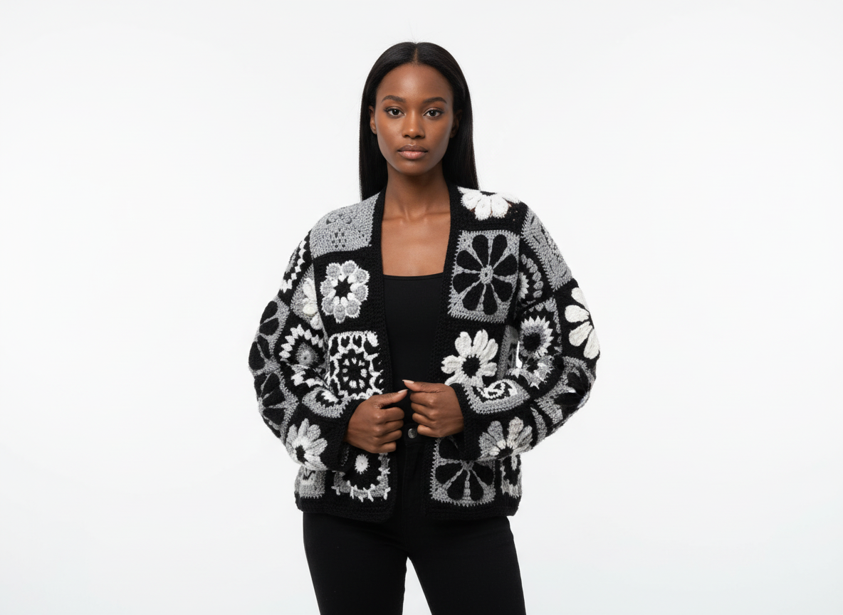 El Örgüsü Motifli Hırka