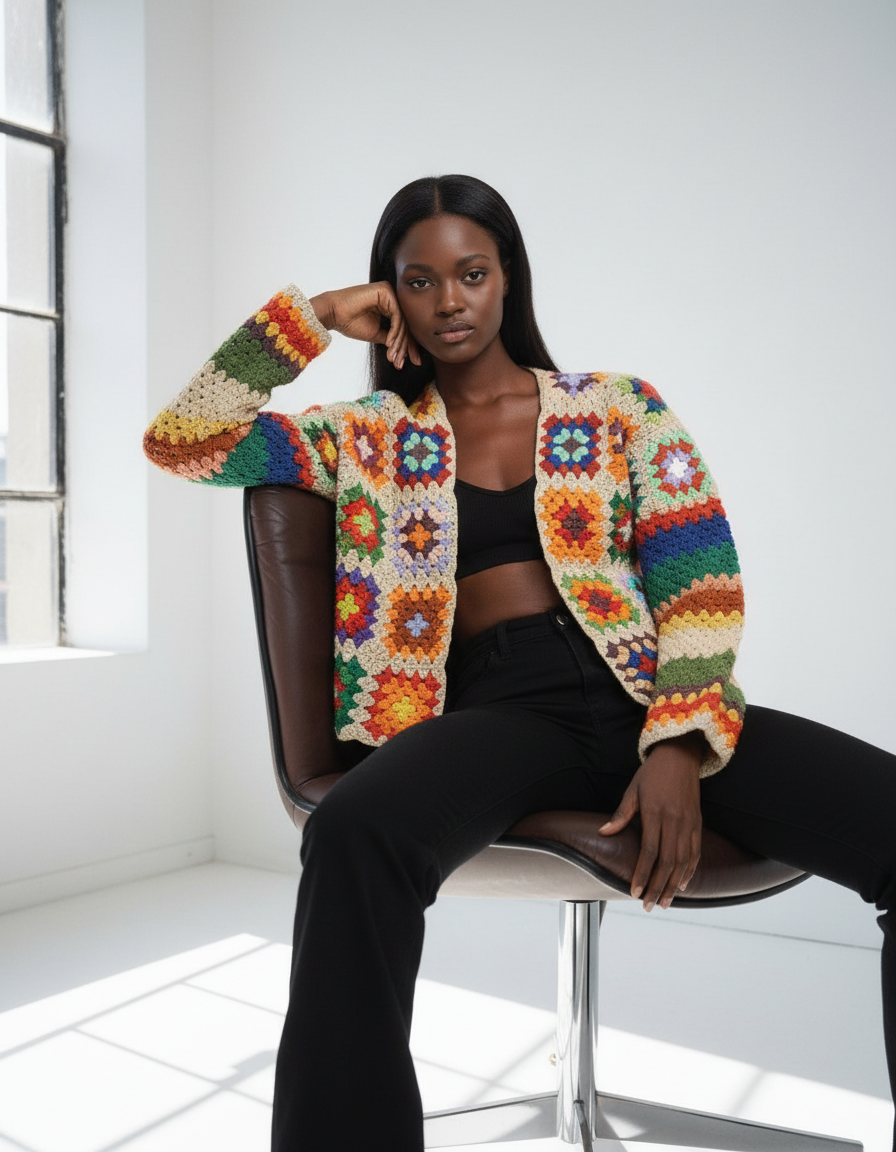 El Örgüsü Renkli Hırka