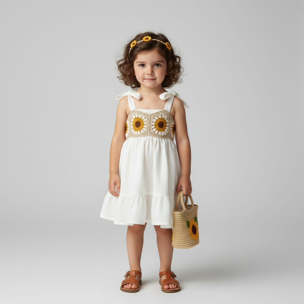 El Örgüsü ve Dokuma Kumaş Anne–Kız Kombini