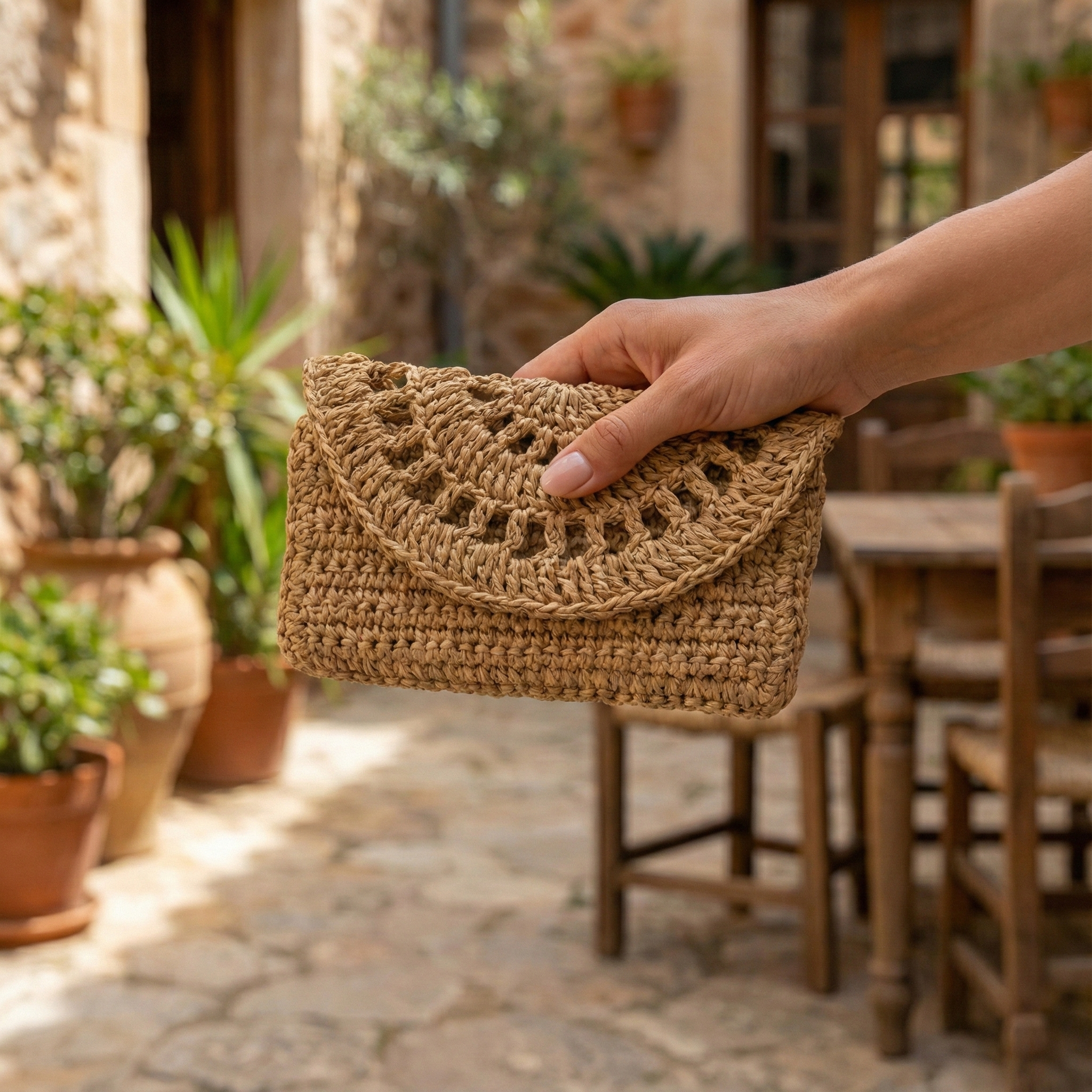 Mini Cep Boy El Örgüsü Dokulu Çanta