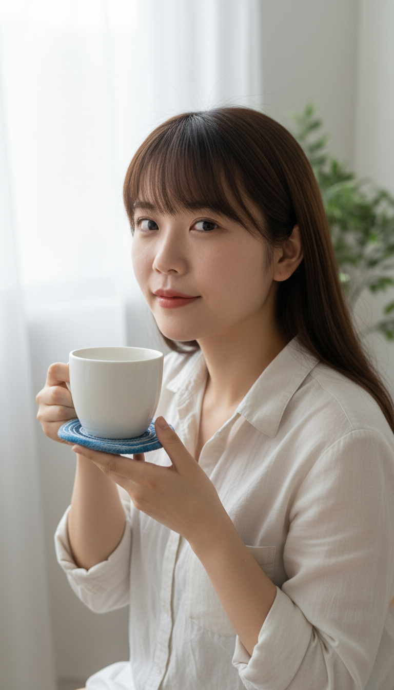 El Yapımı Keçe Bardak Altlığı Seti – Mavi Tonlarda Spiral Desen