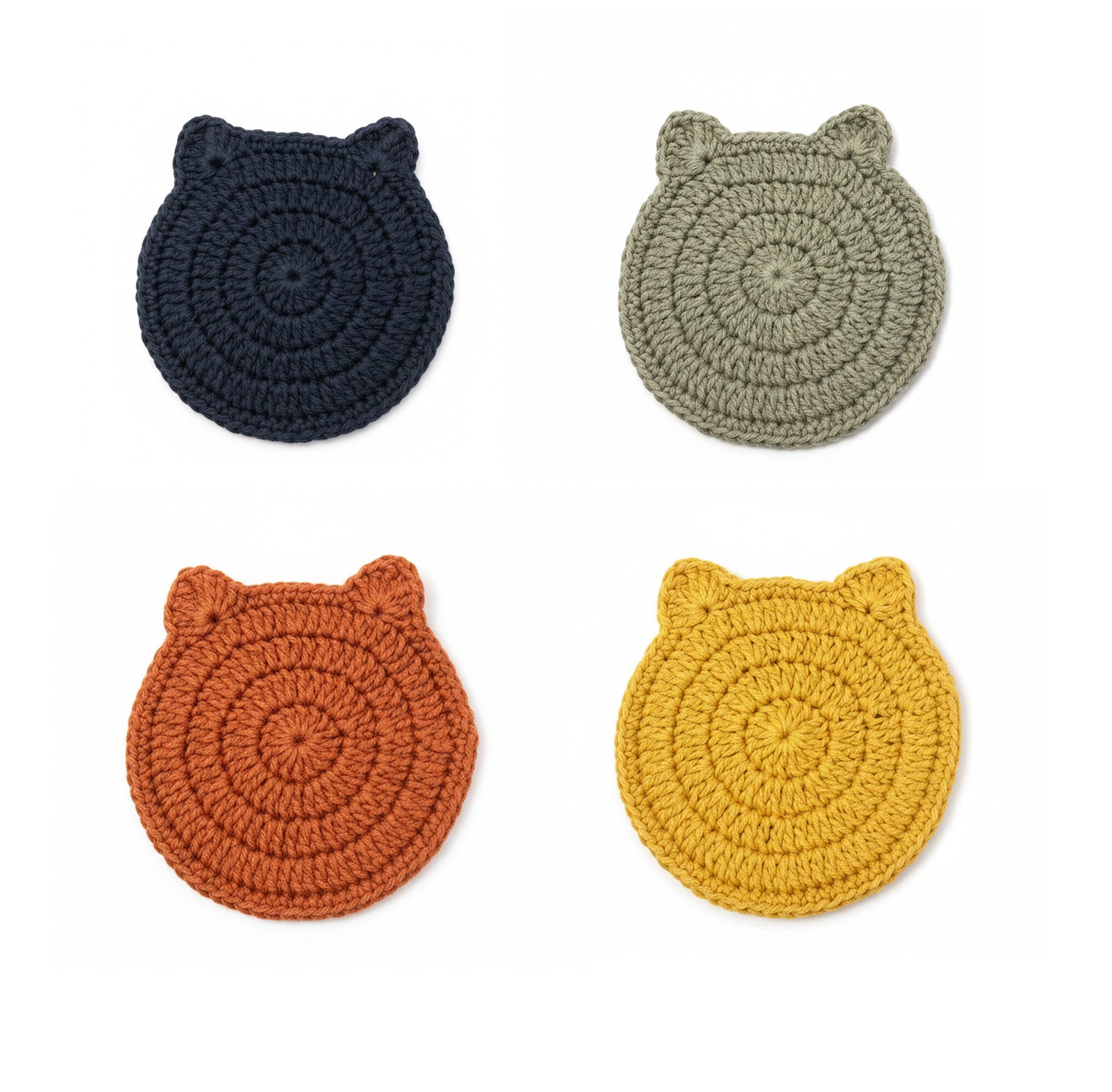 4’lü El Örgüsü Bardak Altlığı Seti – Kedi Motif