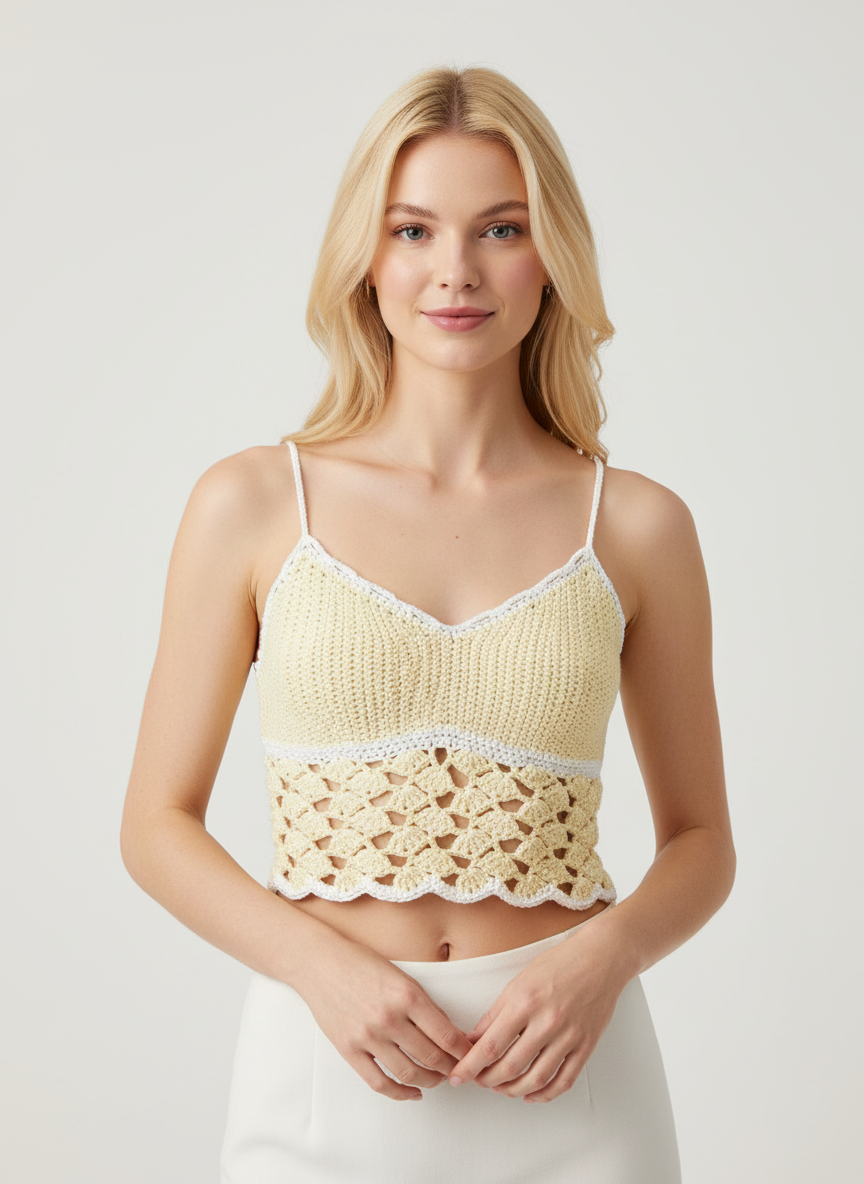 El Örgüsü Dantel Detaylı Büstiyer