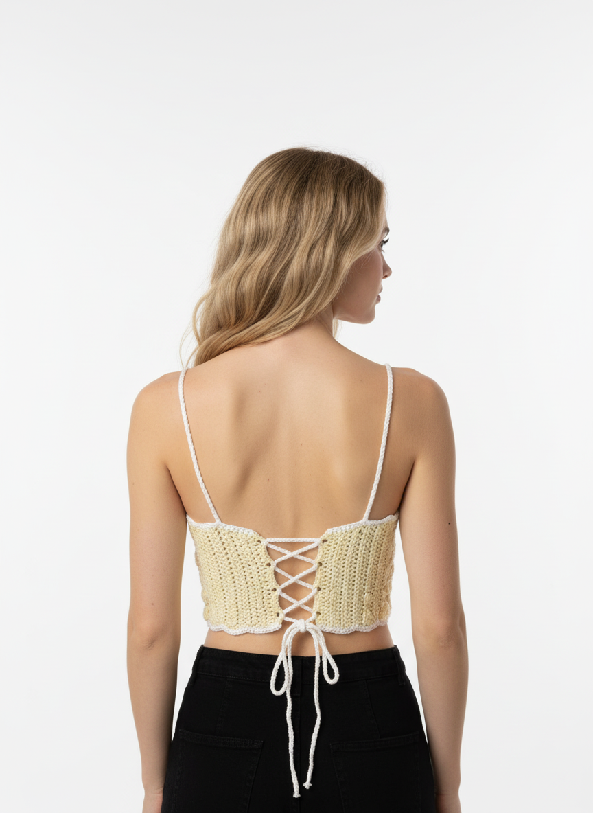 El Örgüsü Dantel Detaylı Büstiyer