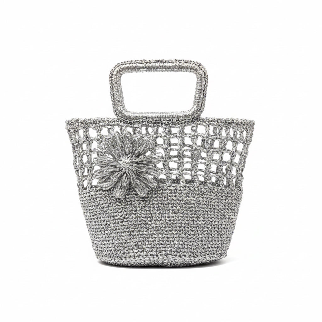 El Örgüsü Silver Dokulu Çanta