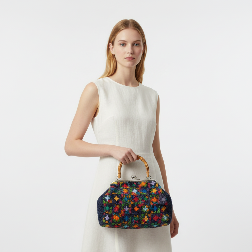 Renkli Örgü El Çantası