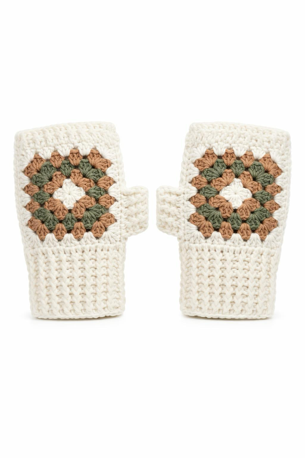 El Örgüsü Granny Square Parmaksız Eldiven