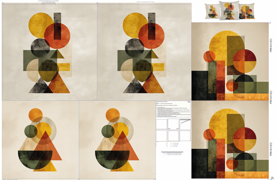 Geometric Harmony Yastık Panel Seti | Kes ve Dik Tasarım