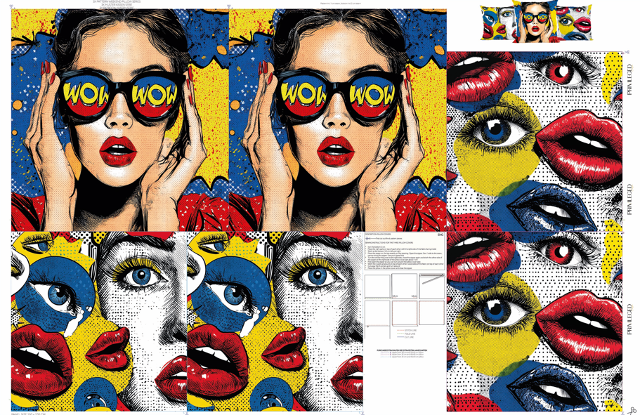 Pop Art “WOW” Yastık Kumaşı | Kes ve Dik Tasarım