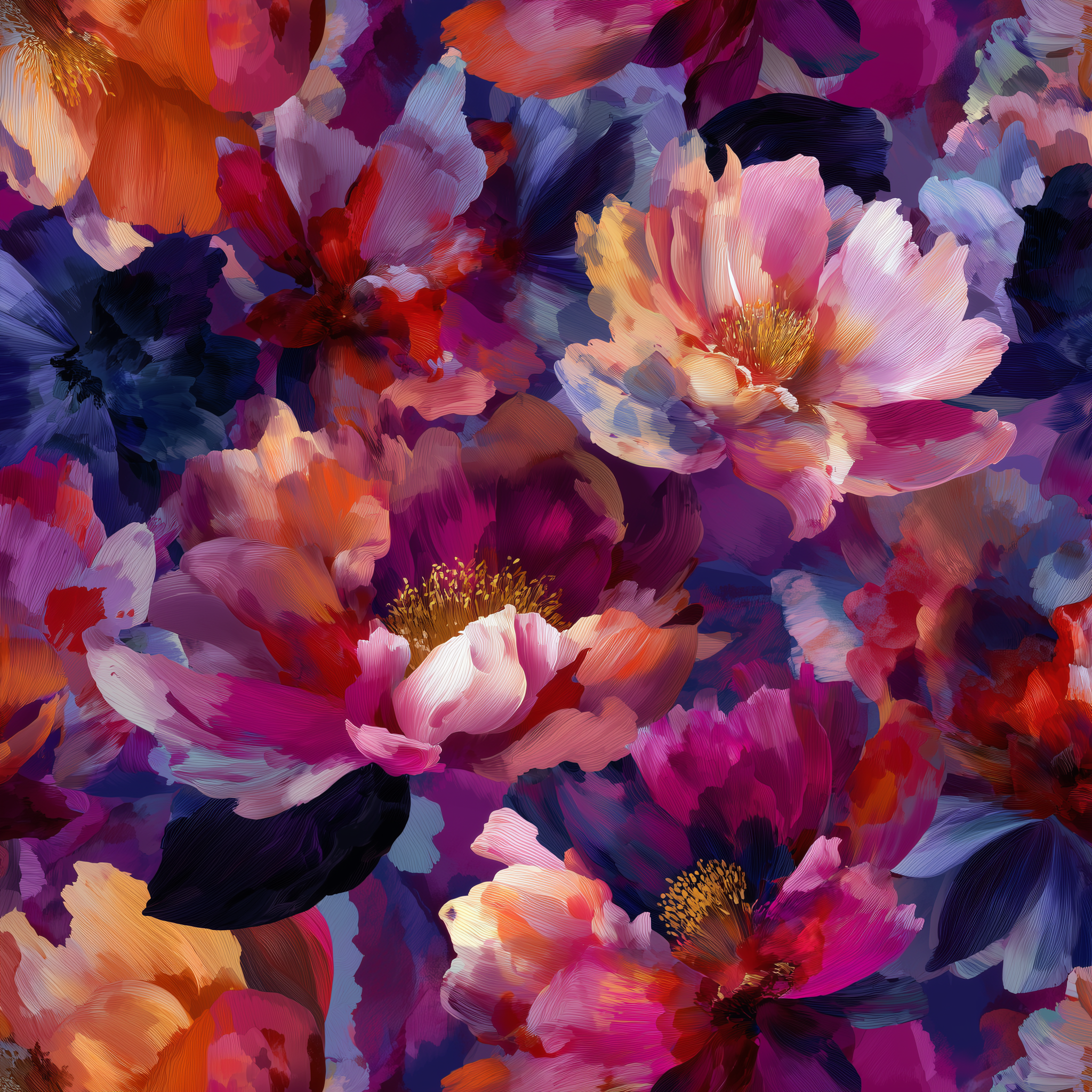Vivid Bloom – Sanatsal Çiçek Baskılı Kumaş