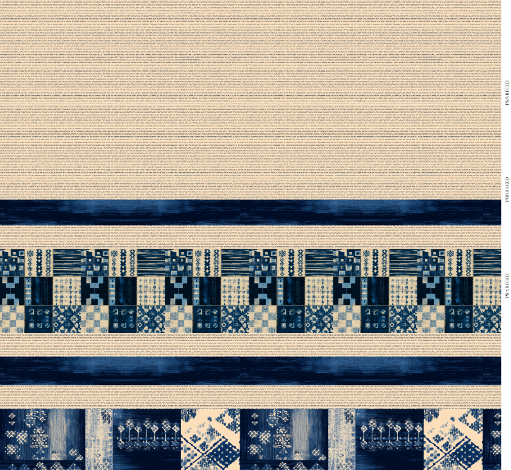 Indigo Patchwork – El Sanatı Esintili Panel Baskılı Kumaş