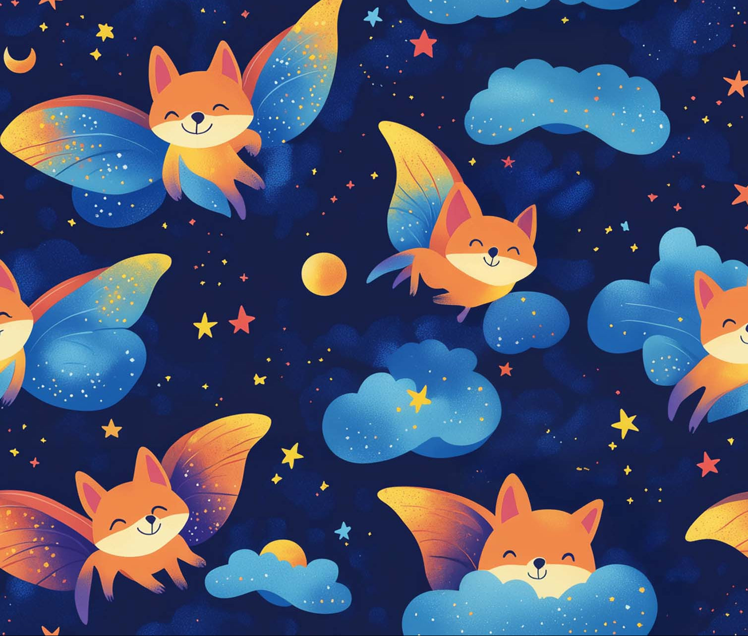 Dreamy Foxes – Çocuklar İçin Baskılı Kumaş