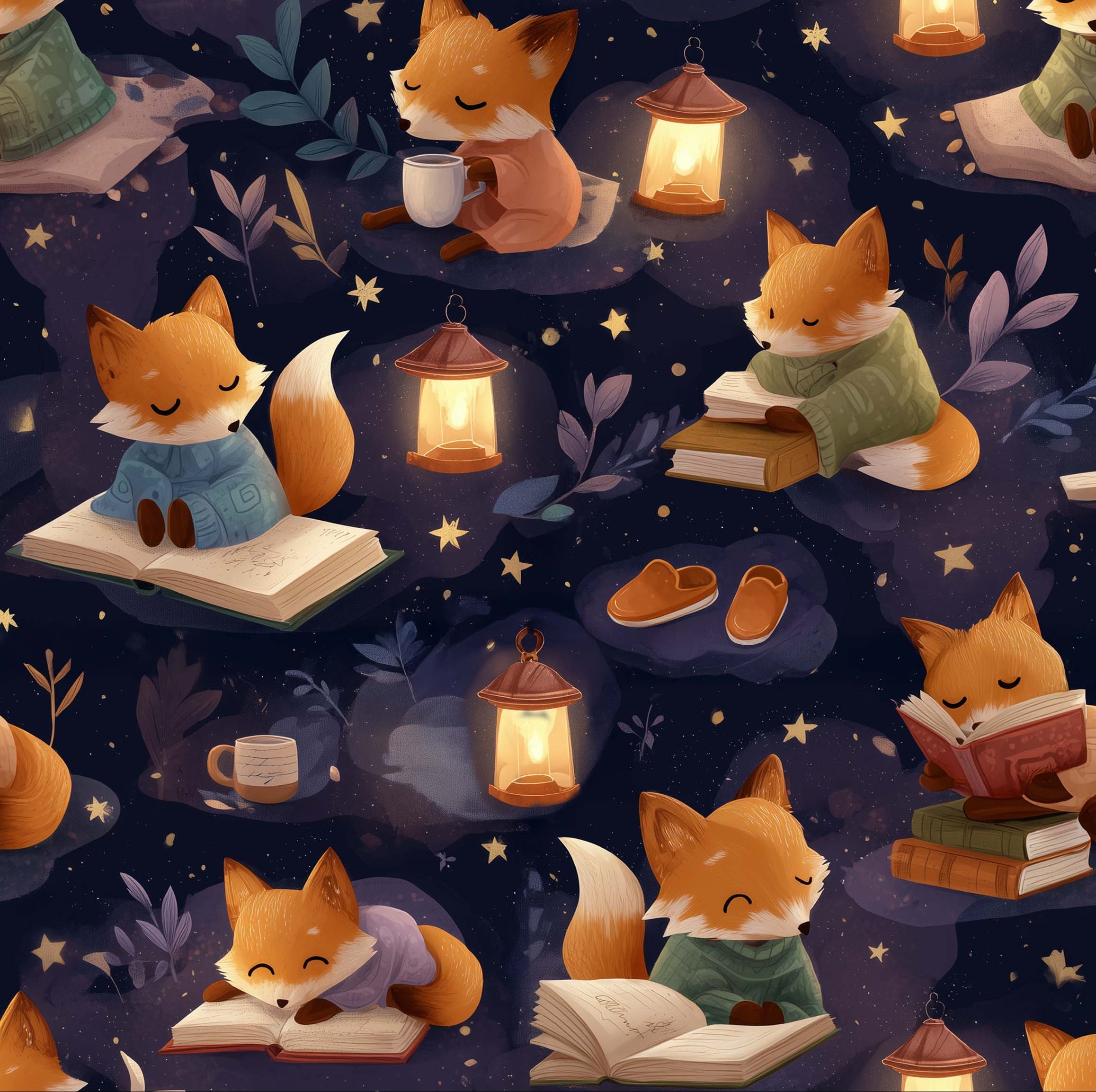 Storytime Fox – Çocuklar İçin Pamuklu Örme Kumaş