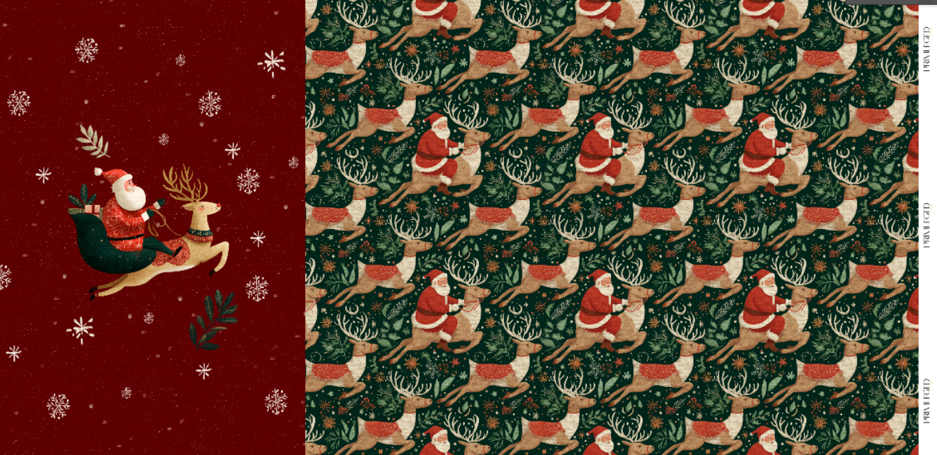 Santa’s Ride – Çocuklar İçin Pamuklu Örme Kumaş Paneli