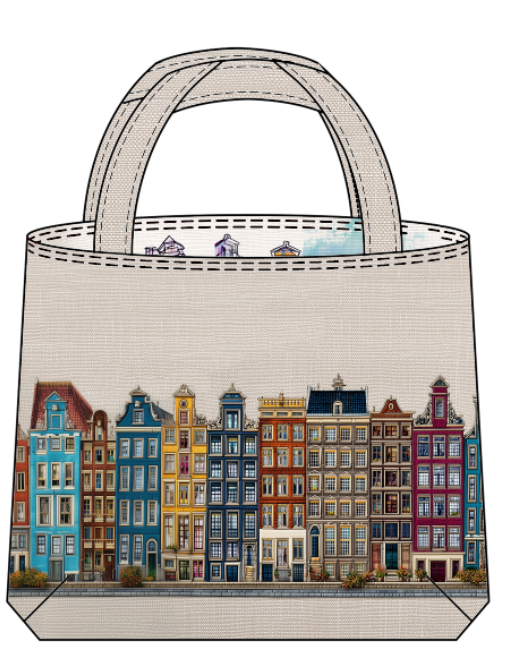 Amsterdam Harmony Çanta Kumaşı | Sulu Boya Çizim Tarzı