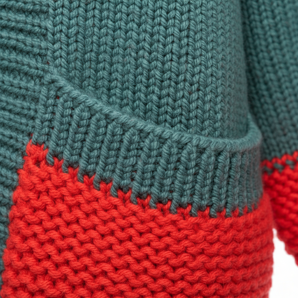 Renk Bloklu Rahat Örgü Hırka