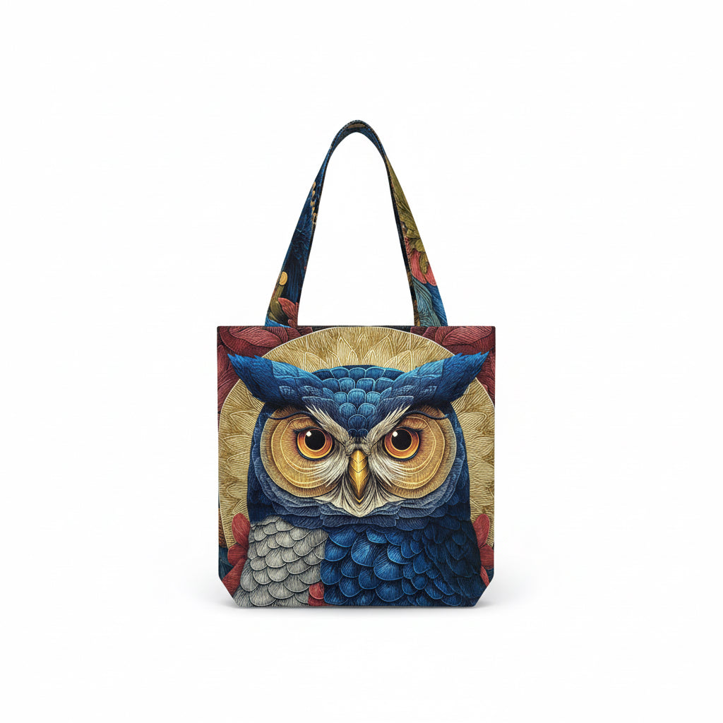 Mystic Duo – Kedi & Baykuş Çift Taraflı El Yapımı  Tote Çanta