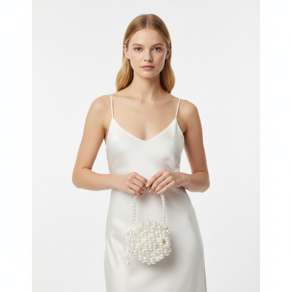 İnci Tasarım Küçük Boy Astarlı El Yapımı Çanta