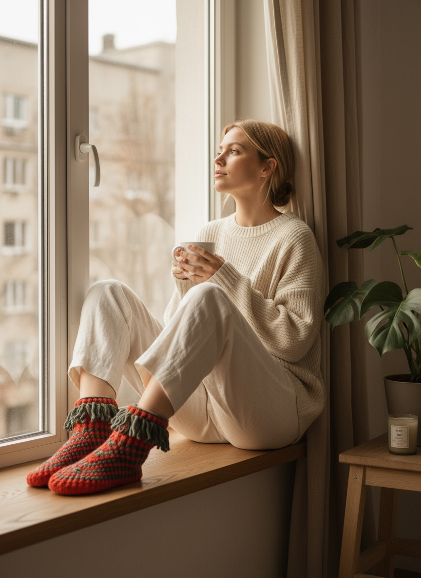 El Örgüsü Ev Botu | Kırmızı & Gri