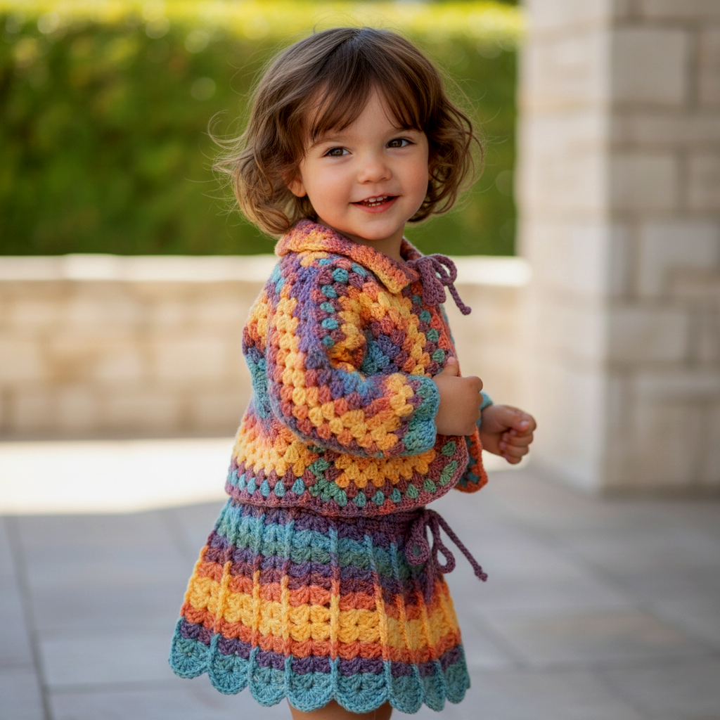 El Örgüsü Etek ve Hırka Takımı