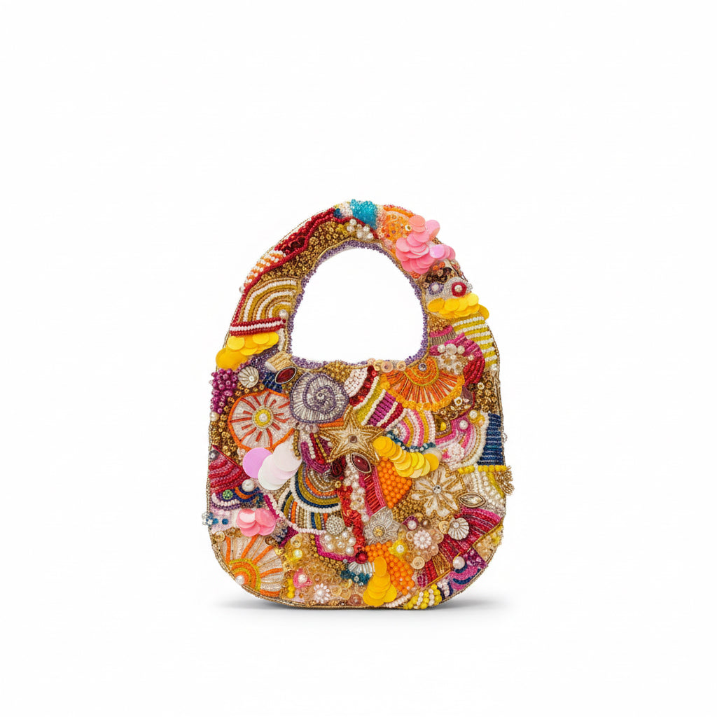 Renk Cümbüşü – Boncuk İşlemeli Mini El Çantası
