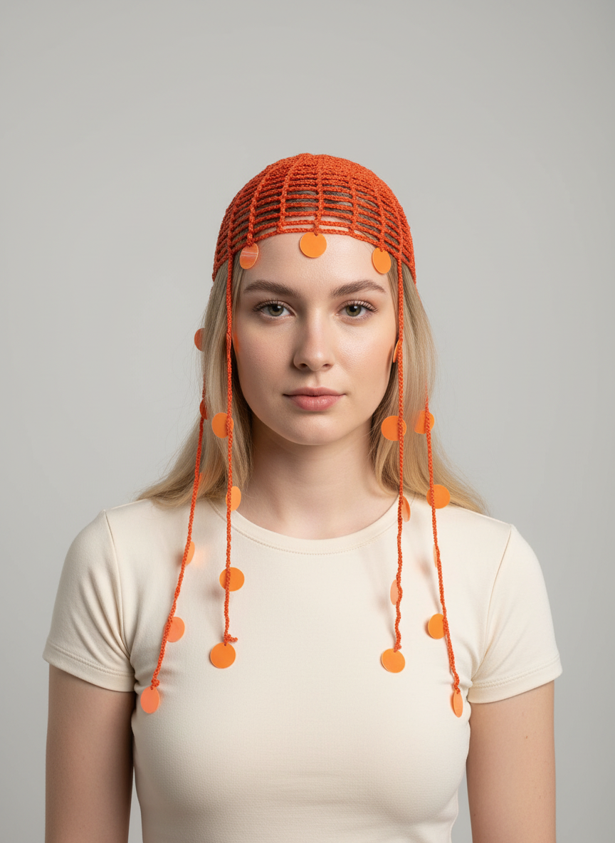 El Örgüsü Pullu File Bandana