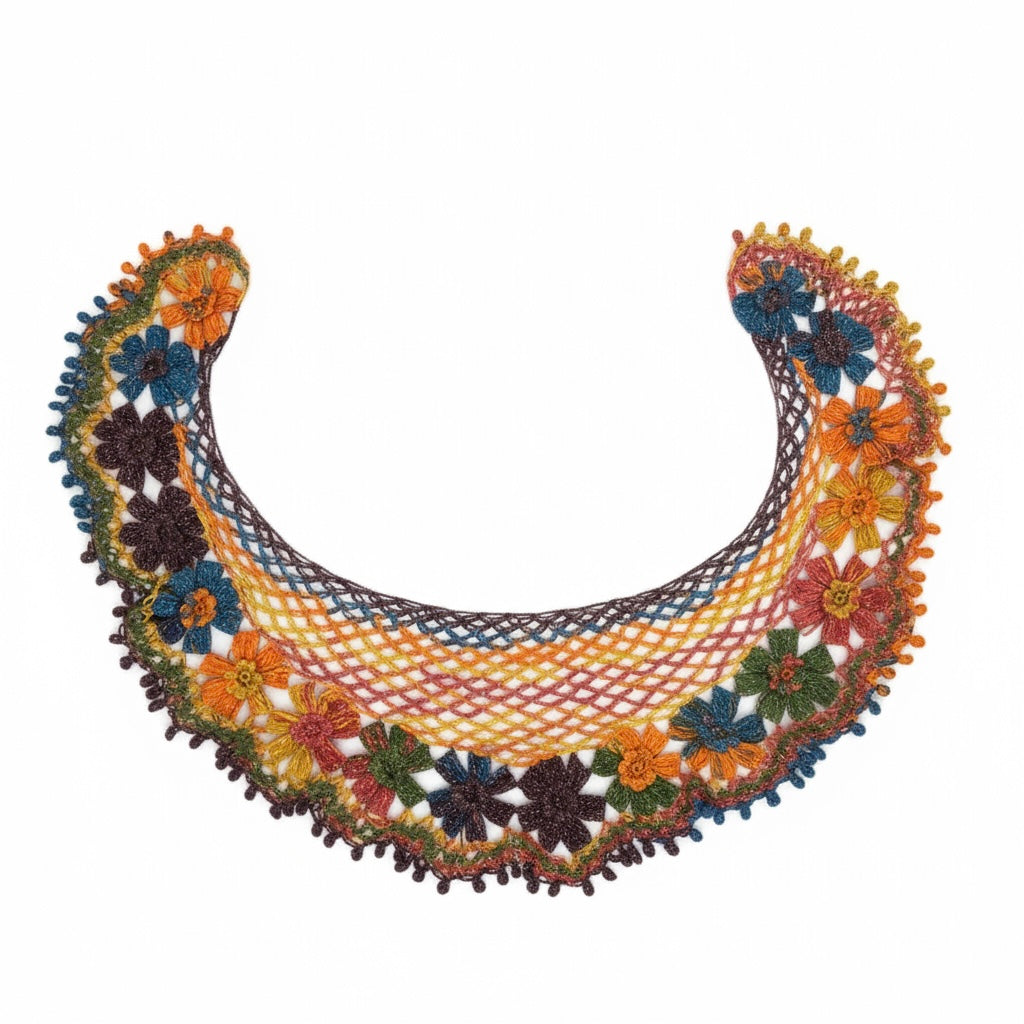 El Örgüsü Renkli Çiçekli Şal