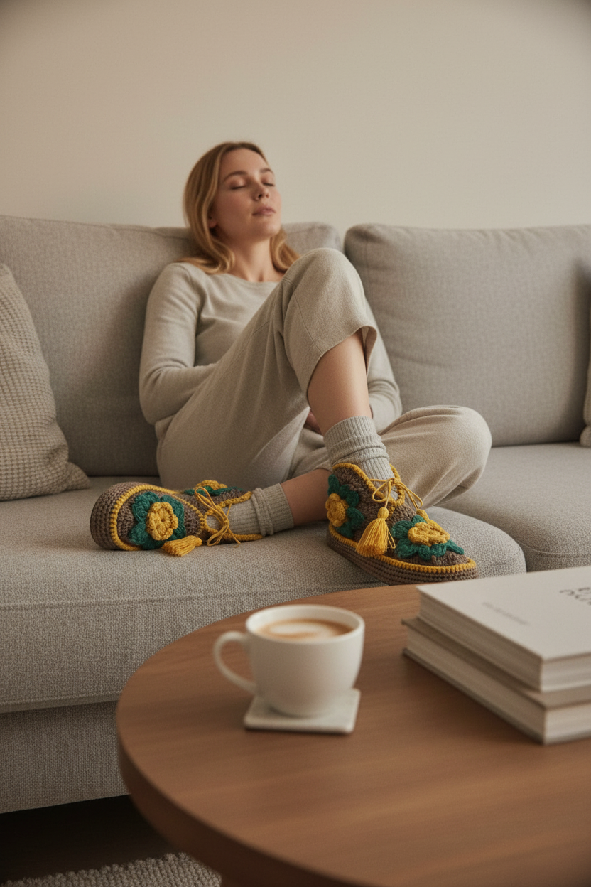 El Örgüsü Çiçekli Ev Botu | Sarı & Yeşil