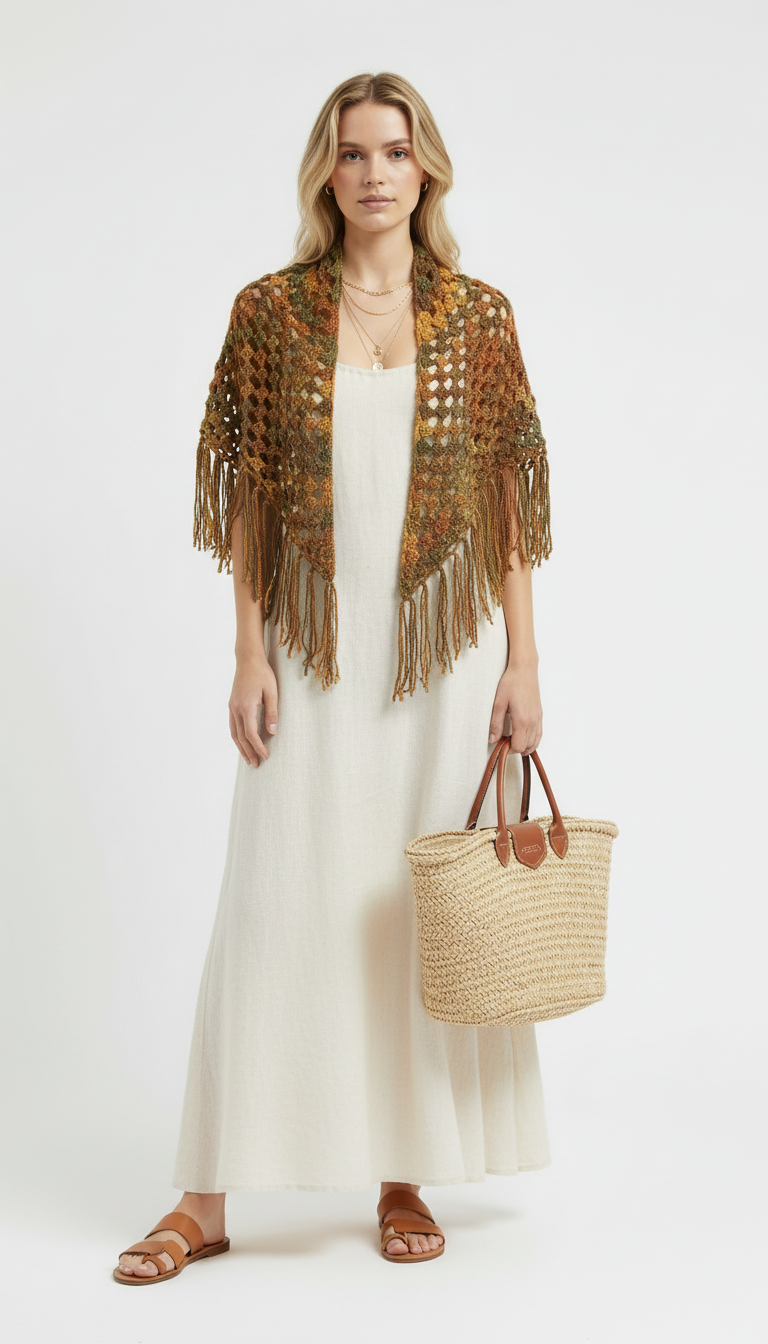 El Örgüsü Kahve Tonlu Şal