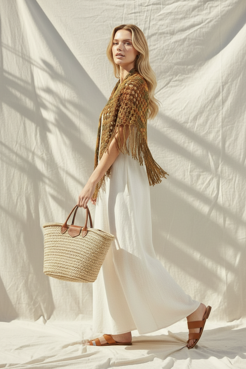 El Örgüsü Kahve Tonlu Şal