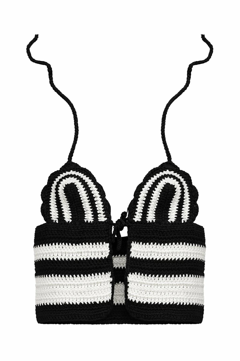 El Örgüsü Bikini Takım – Siyah Beyaz Çizgili