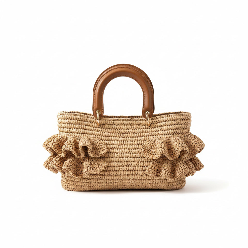 El Örgüsü Hasır Dokulu Çanta
