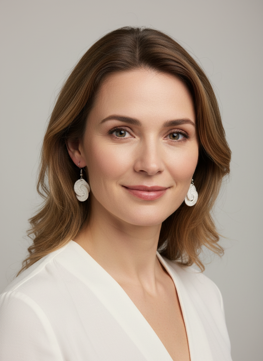 El Örgüsü Beyaz Küpe – Minimal Crochet Küpe