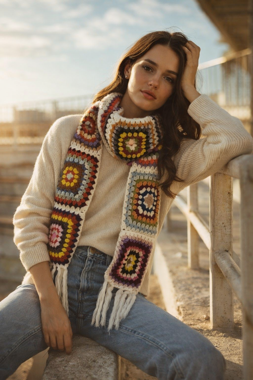 El Örgüsü Renkli Atkı