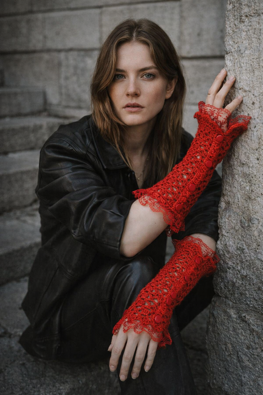 El Örgüsü Dantel Detaylı Özel Tasarım Bileklik Eldiven