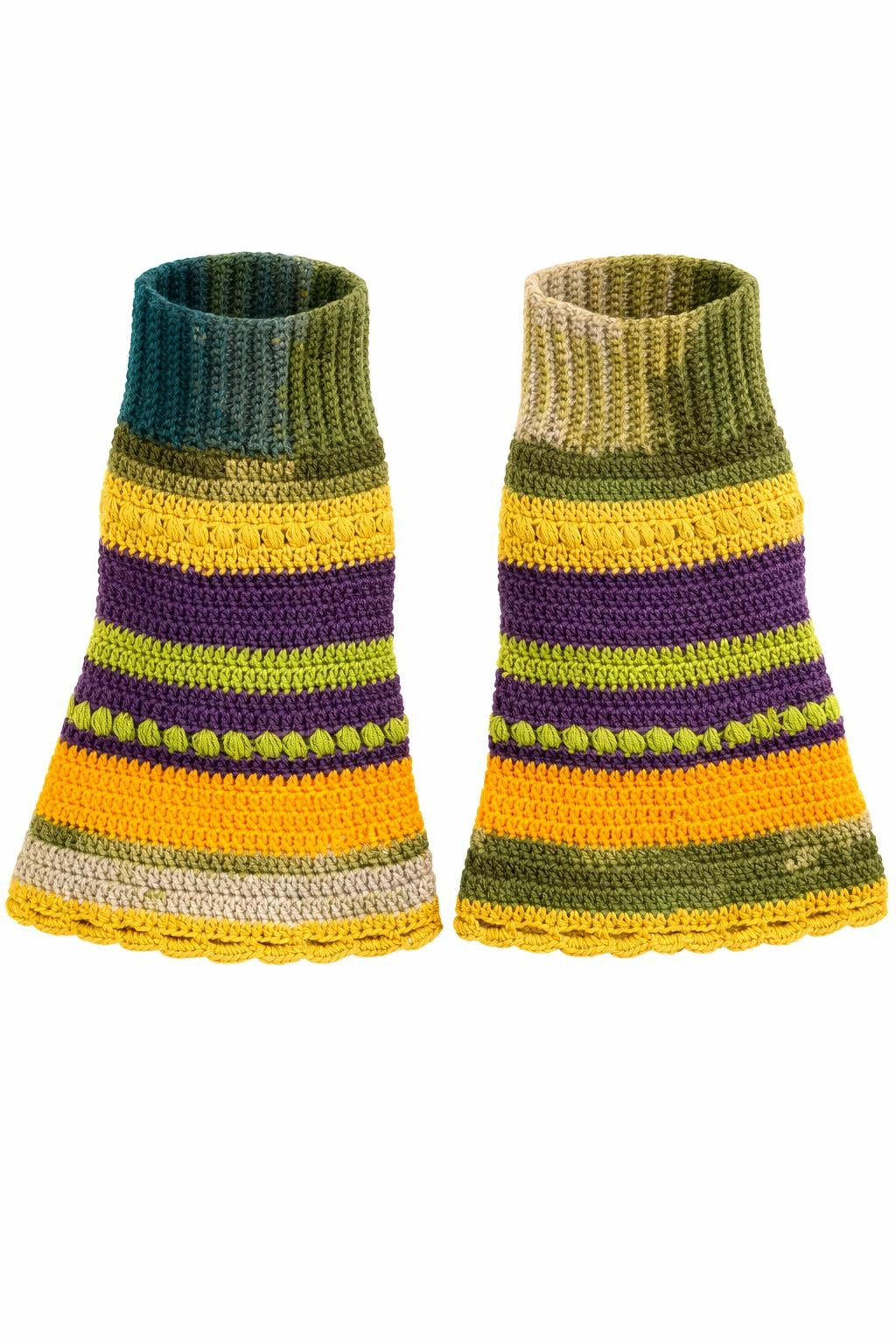 El Örgüsü Çok Renkli Kadın Tozluk – Doğal Tonlar