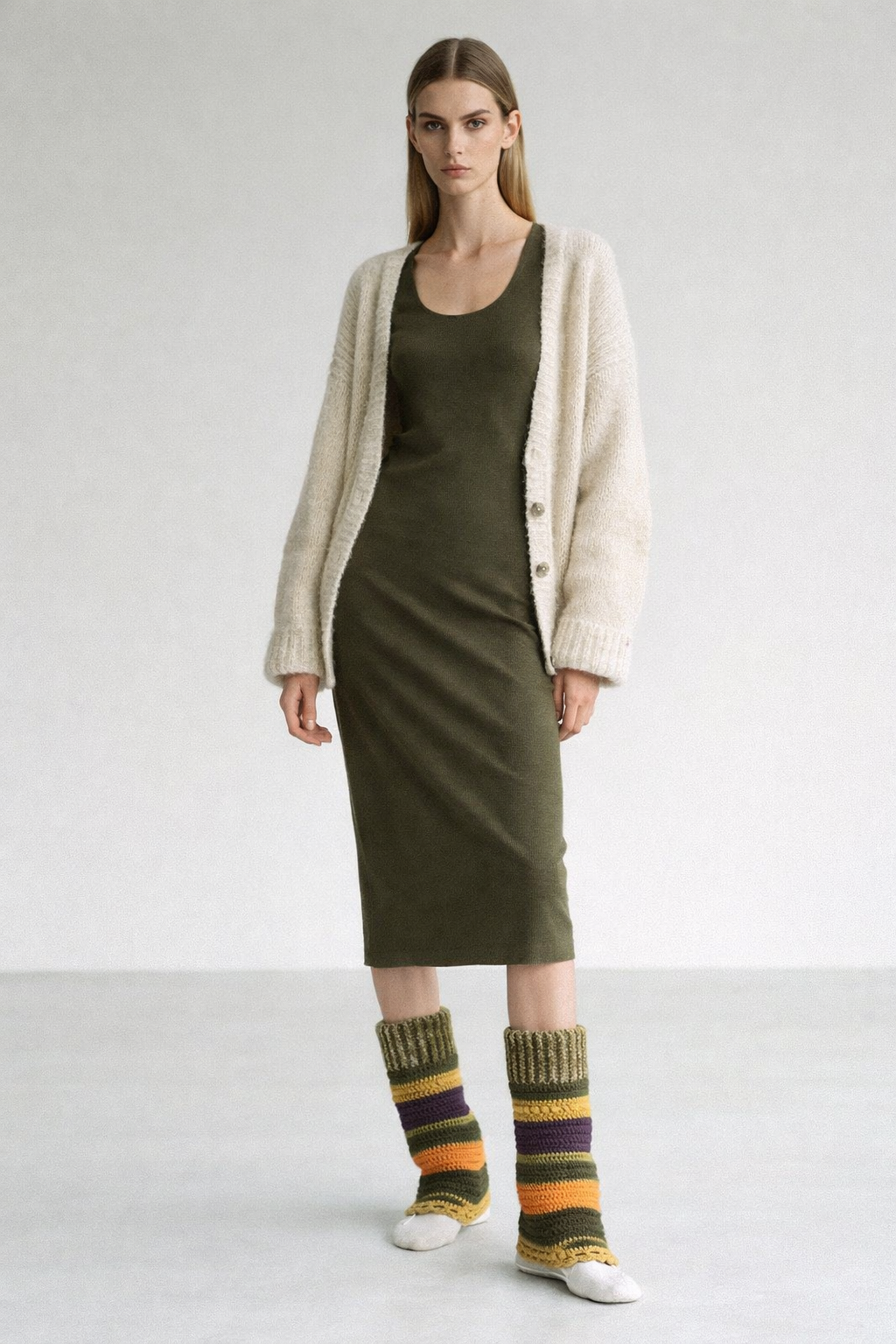 El Örgüsü Çok Renkli Kadın Tozluk – Doğal Tonlar