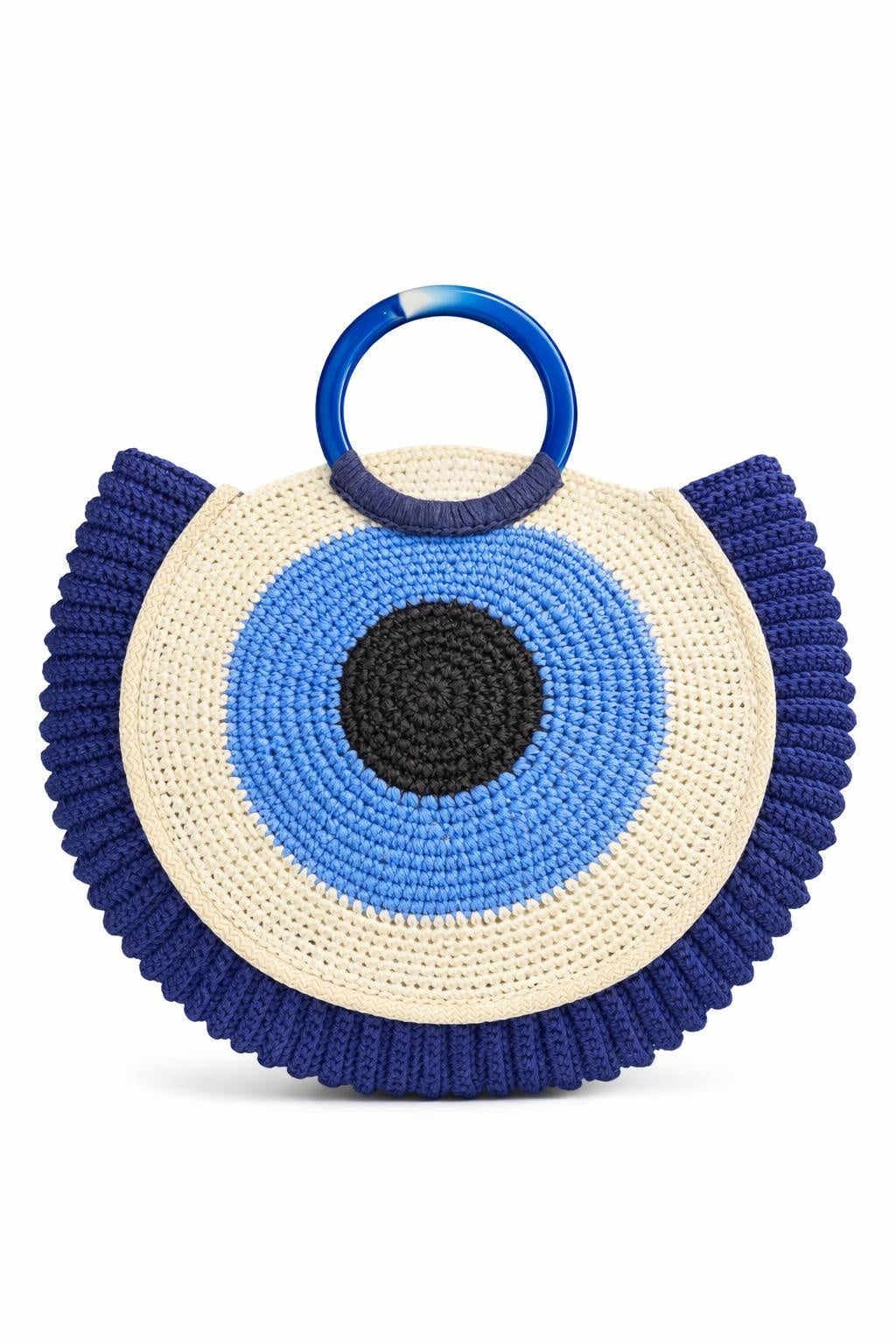 El Yapımı Büyük Boy Örgü Çanta – Yuvarlak Form ve Halka Sap Tasarım